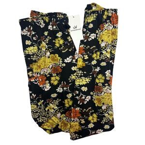 Floral Harem Yoga Pants High Waist Smocked QIANXIZHAN M NWT Boho Hippie Festival